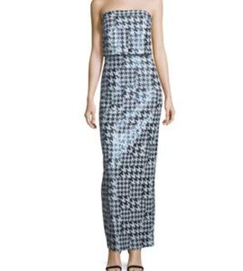 NWT SEQUINED HOUNDSTOOTH STRAPLESS GOWN